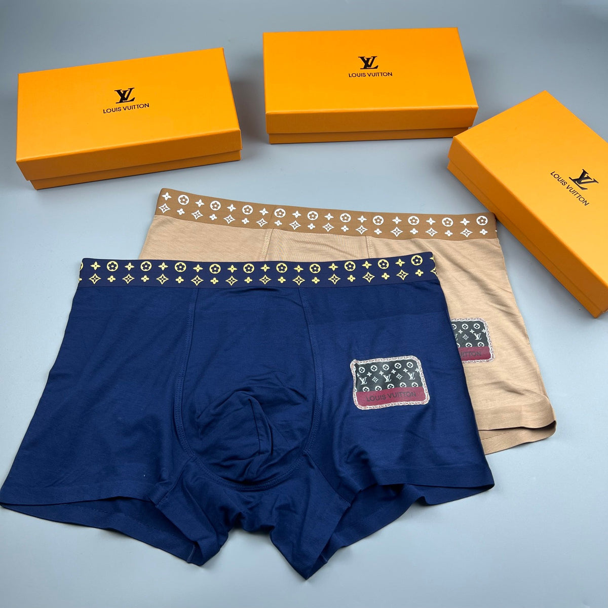 Louis Vuitton Navy Geometric Waist Small Square Patch Boxer Briefs, image 5