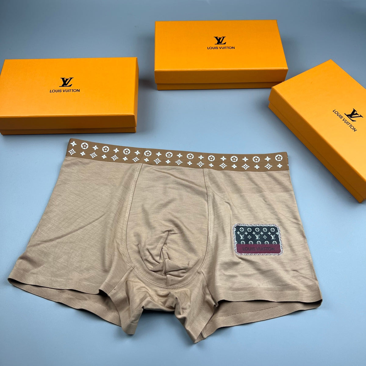 Louis Vuitton Navy Geometric Waist Small Square Patch Boxer Briefs, image 2
