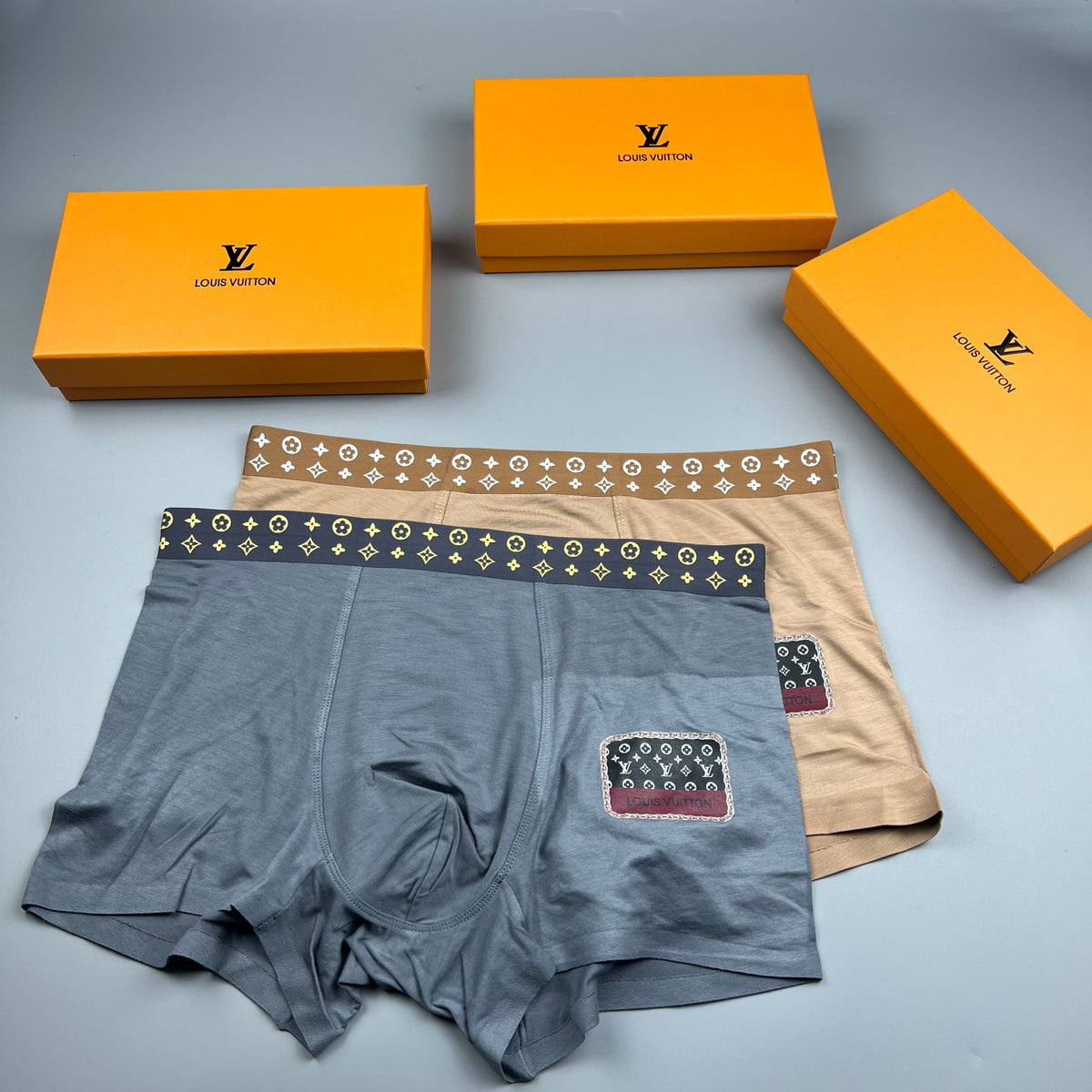 Louis Vuitton Navy Geometric Waist Small Square Patch Boxer Briefs, image 4