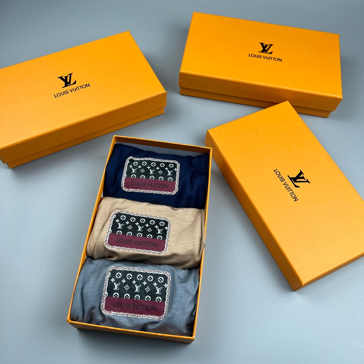 Louis Vuitton Navy Geometric Waist Small Square Patch Boxer Briefs, image 9