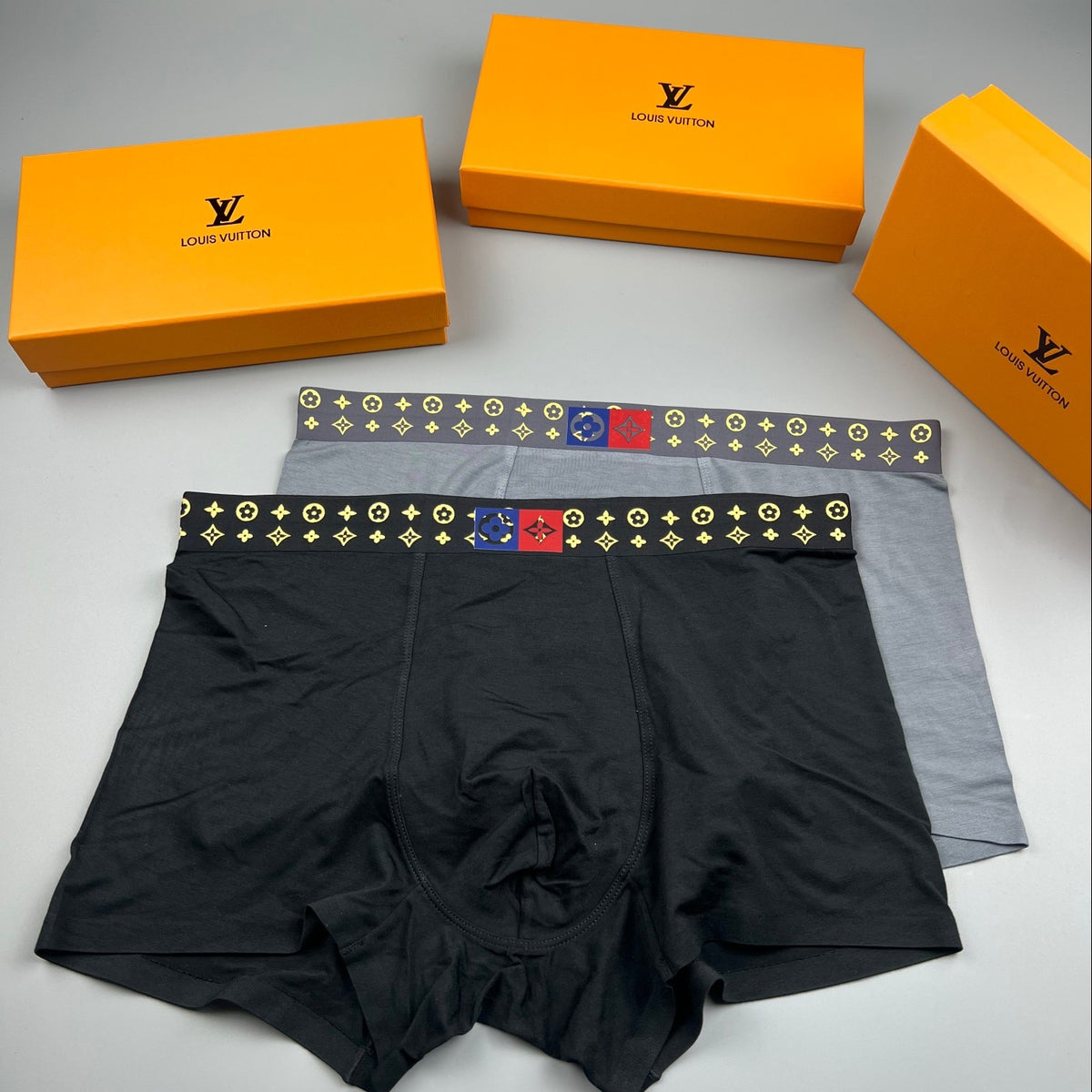 Louis Vuitton Black Gold Repeated Waist Pattern Boxer Briefs, image 5
