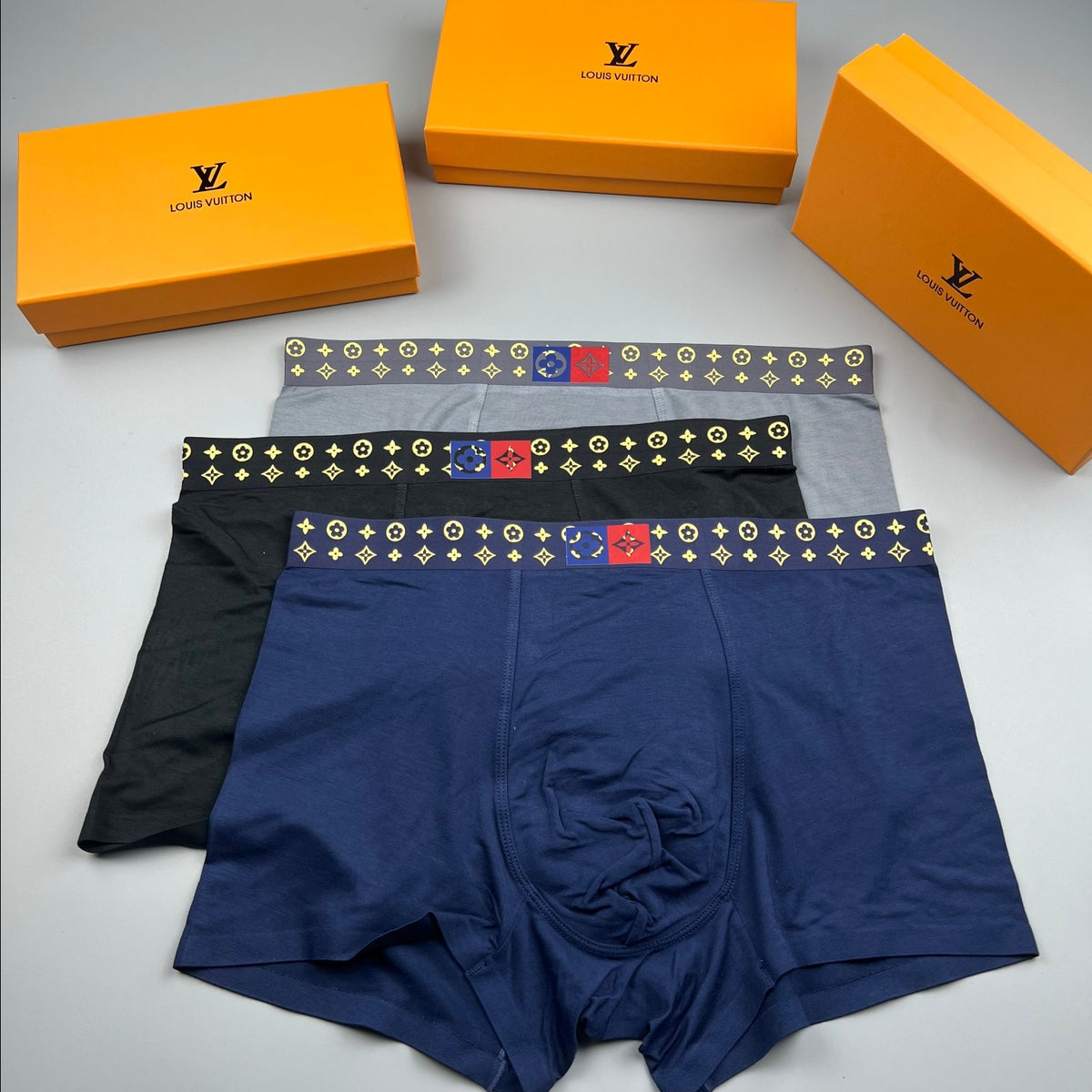 Louis Vuitton Black Gold Repeated Waist Pattern Boxer Briefs, image 6