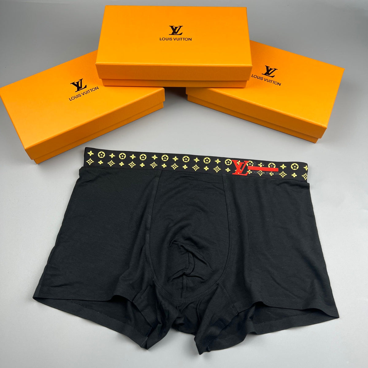 Louis Vuitton Black Multicolour Repeated Waist Pattern Boxer Briefs, image 1