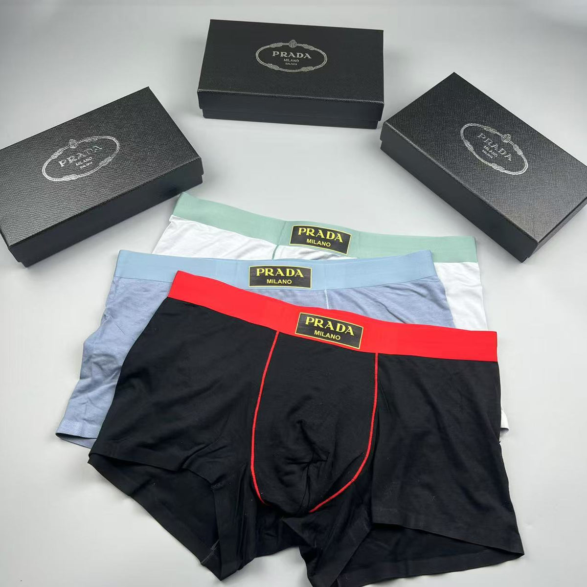 Prada White Mint Gold Waist Patch Boxer Briefs, image 6