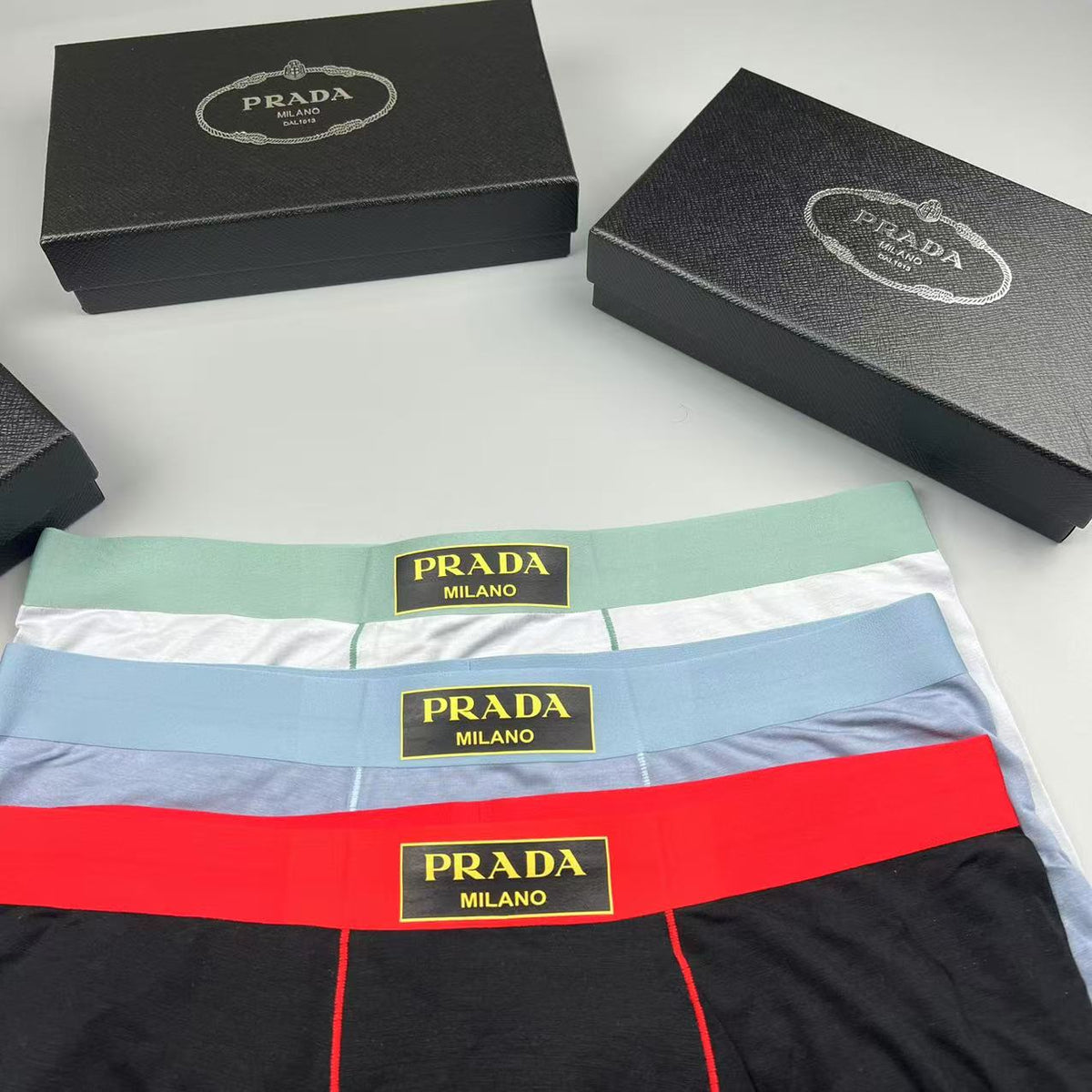 Prada White Mint Gold Waist Patch Boxer Briefs, image 7