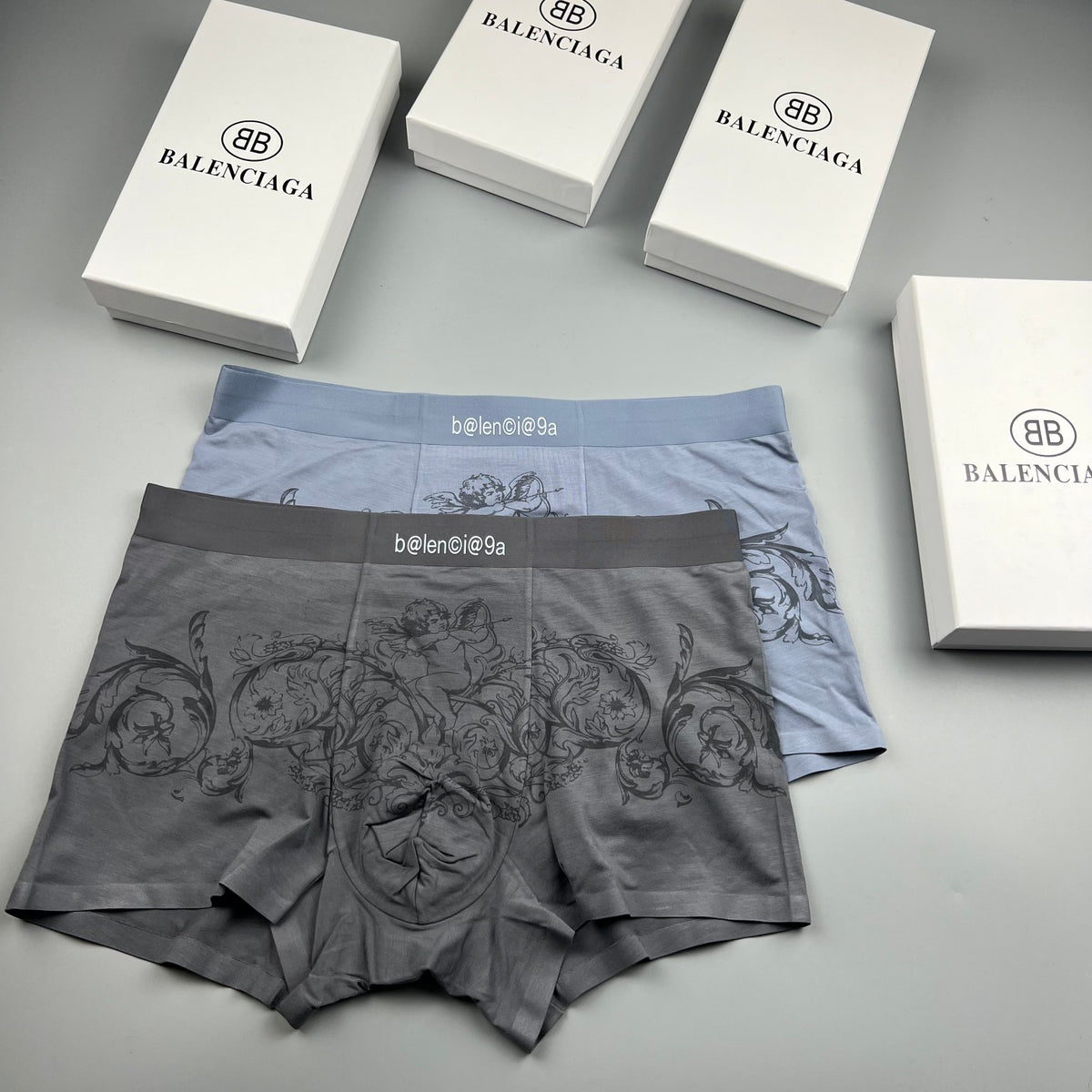Balenciaga White Black Ornamental Line Print Boxer Briefs, image 4