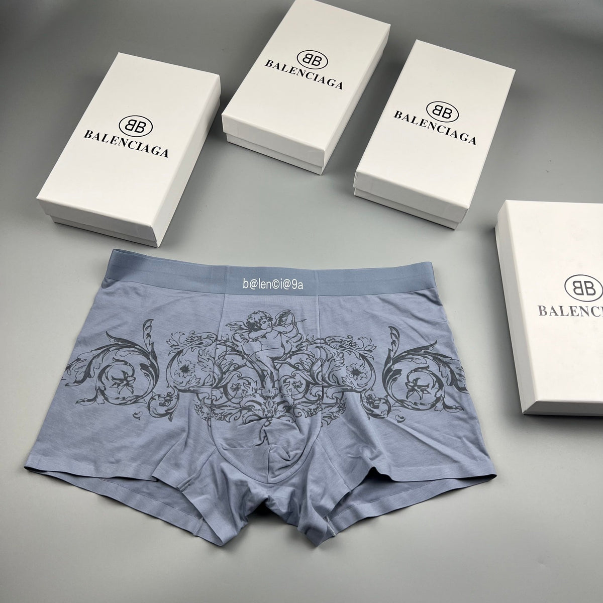 Balenciaga White Black Ornamental Line Print Boxer Briefs, image 3