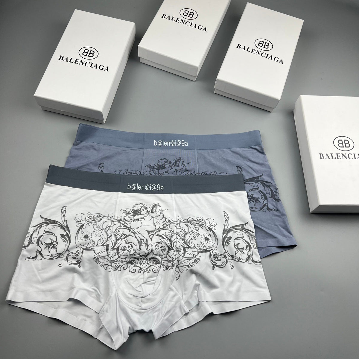 Balenciaga White Black Ornamental Line Print Boxer Briefs, image 5