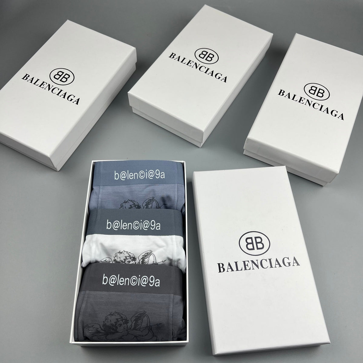 Balenciaga White Black Ornamental Line Print Boxer Briefs, image 9