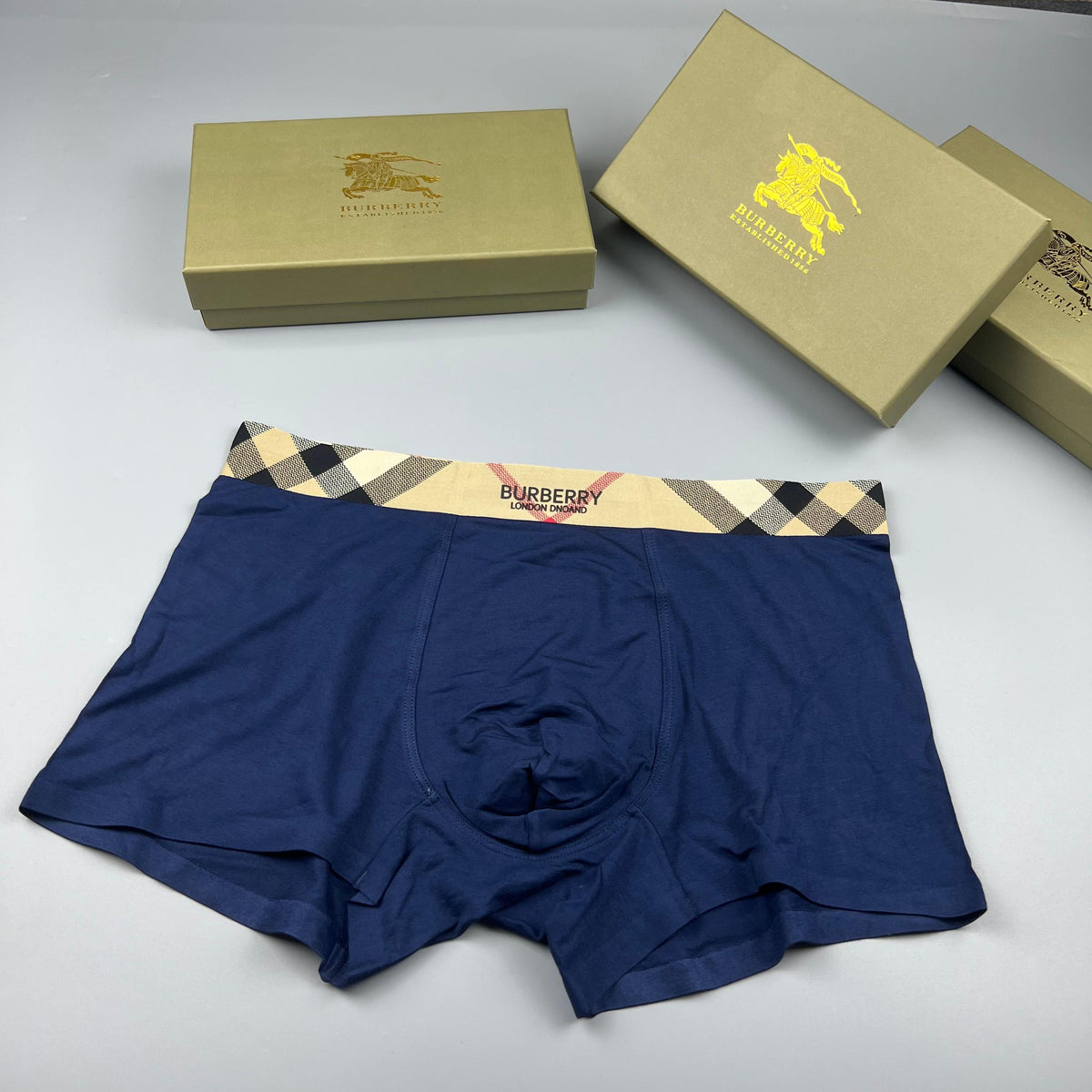 Burberry Grey Cream Diagonal Check Waist Boxer Briefs, image 2