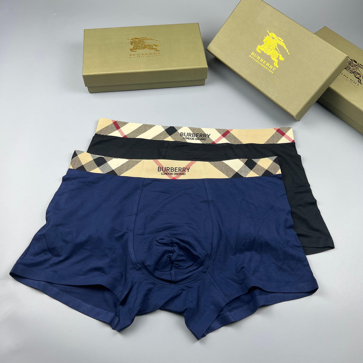 Burberry Grey Cream Diagonal Check Waist Boxer Briefs, image 4