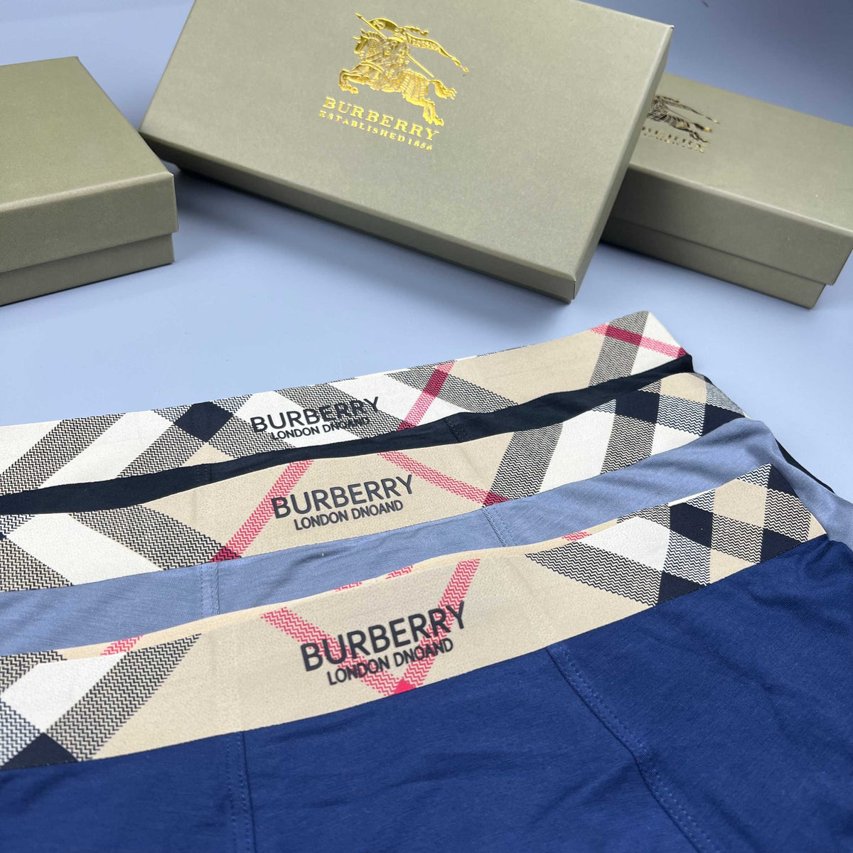 Burberry Grey Cream Diagonal Check Waist Boxer Briefs, image 6