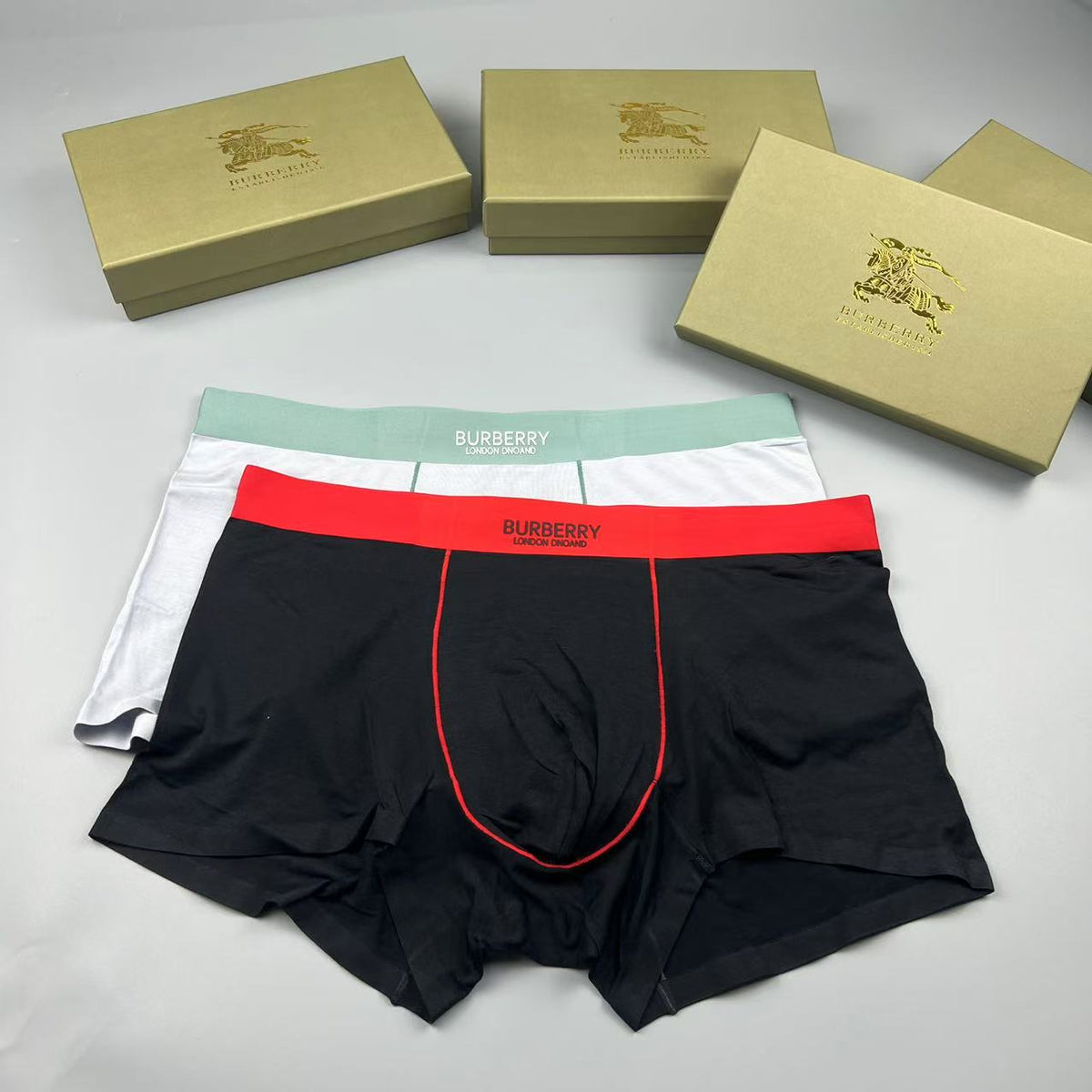 Burberry Black Red Contrast Front Seam Boxer Briefs, image 5
