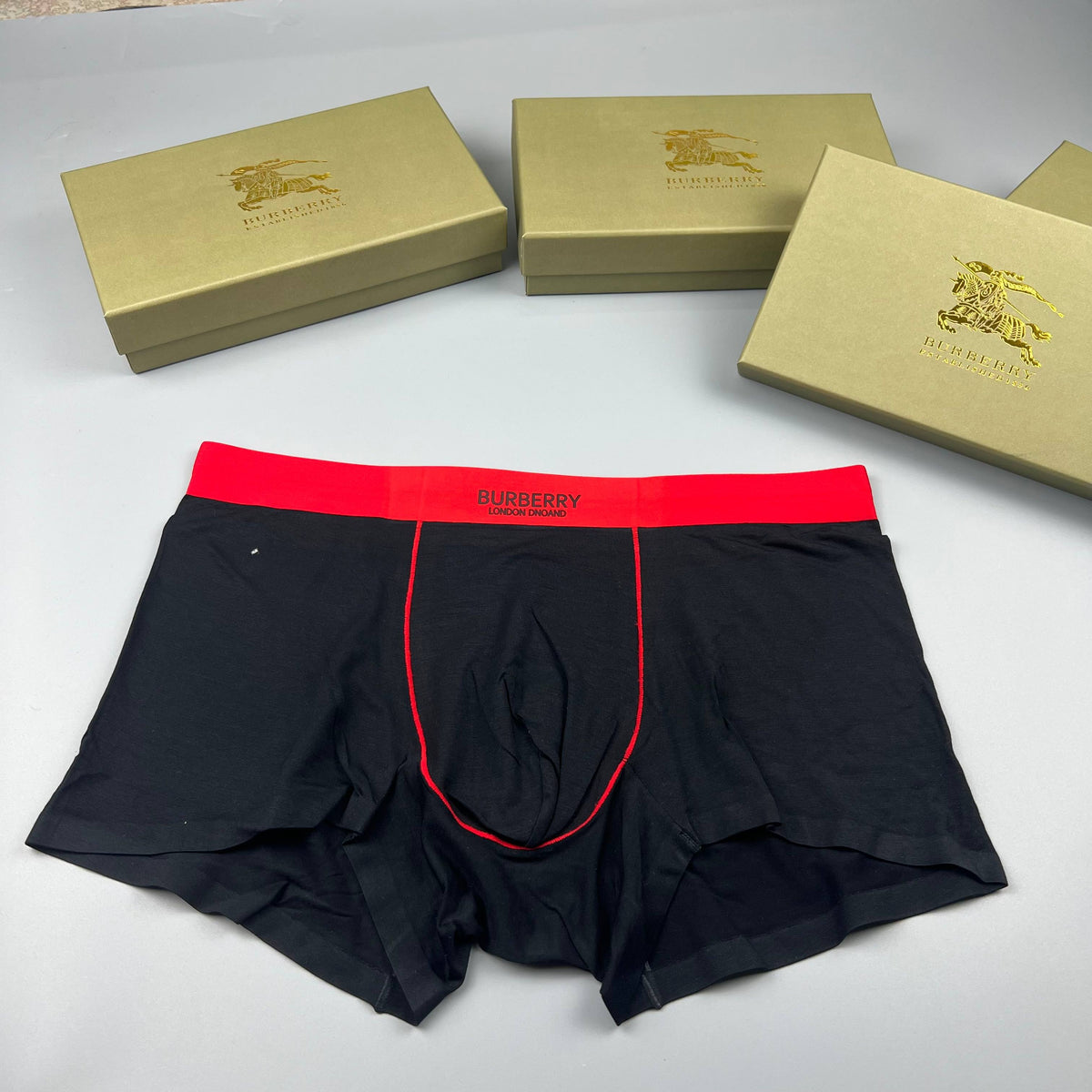 Burberry Black Red Contrast Front Seam Boxer Briefs, image 1