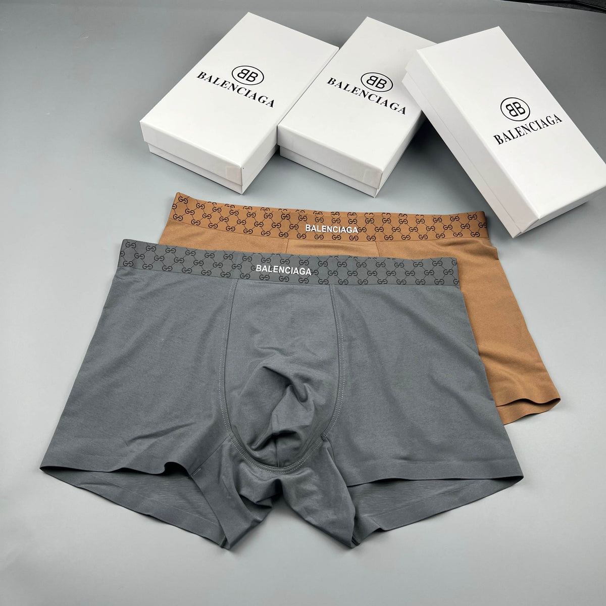 Balenciaga Grey Tonal Checker Waist Boxer Briefs, image 5