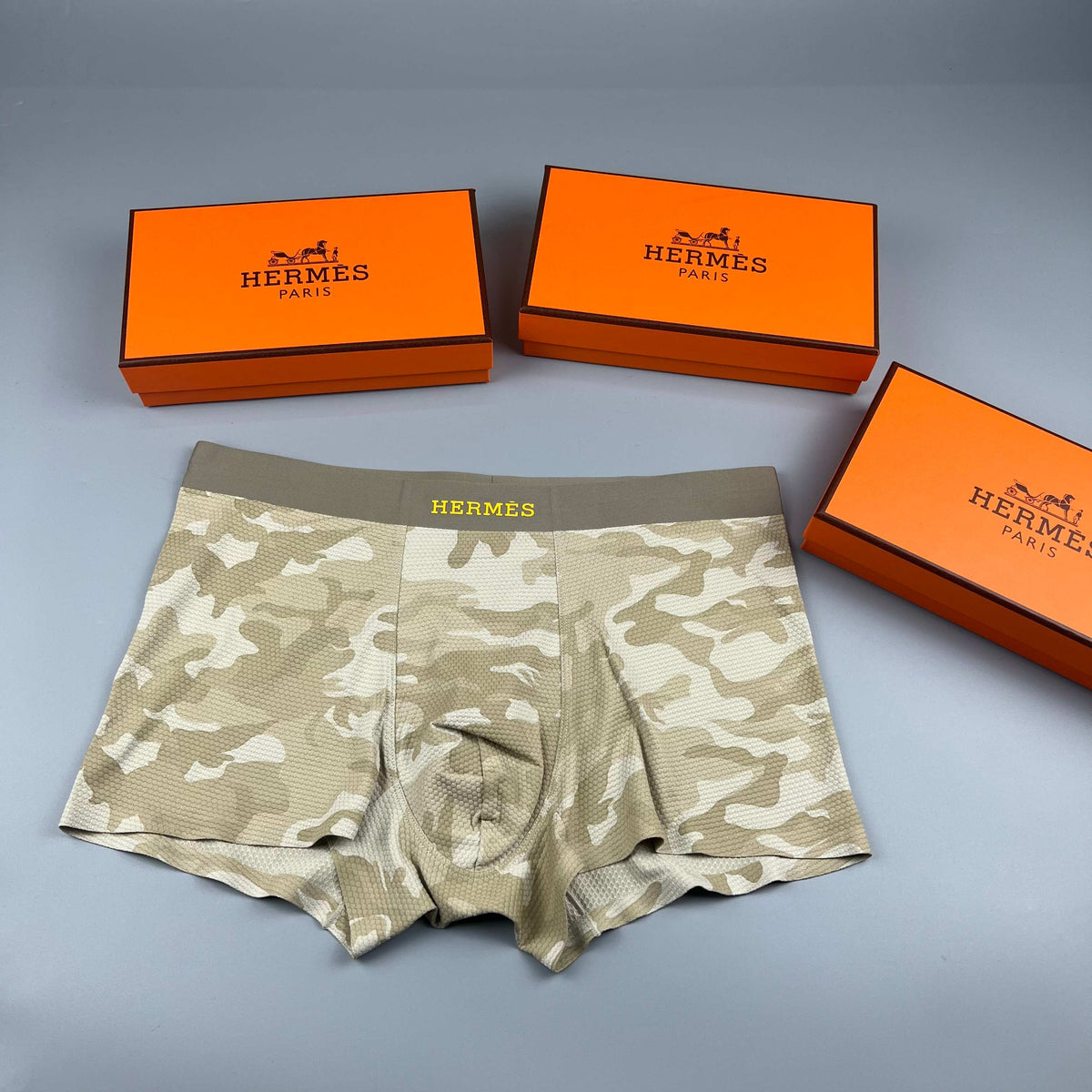 Hermès Beige Camouflage Small Motif Boxer Briefs, image 1