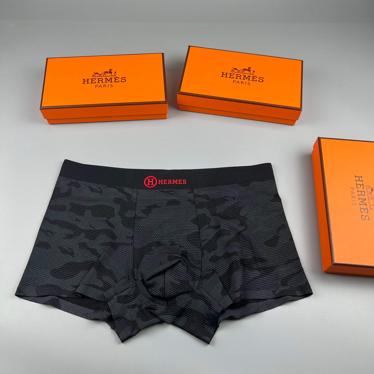 Hermès Black Tonal Camouflage Boxer Briefs, image 1