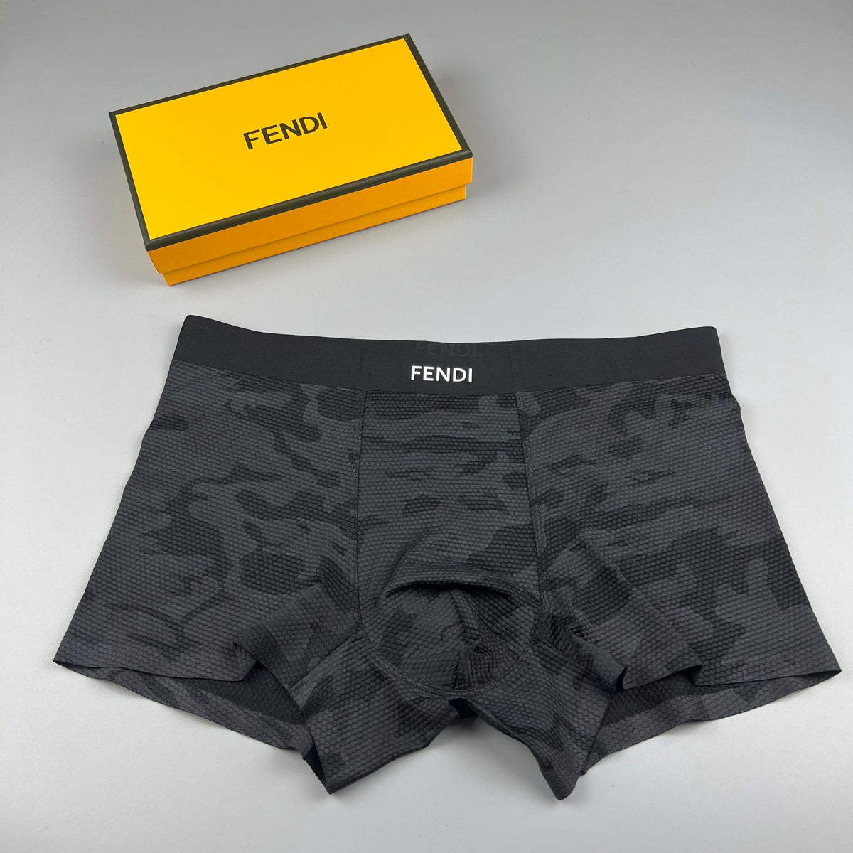 Fendi Dark Grey Tonal Camouflage Boxer Briefs, image 1