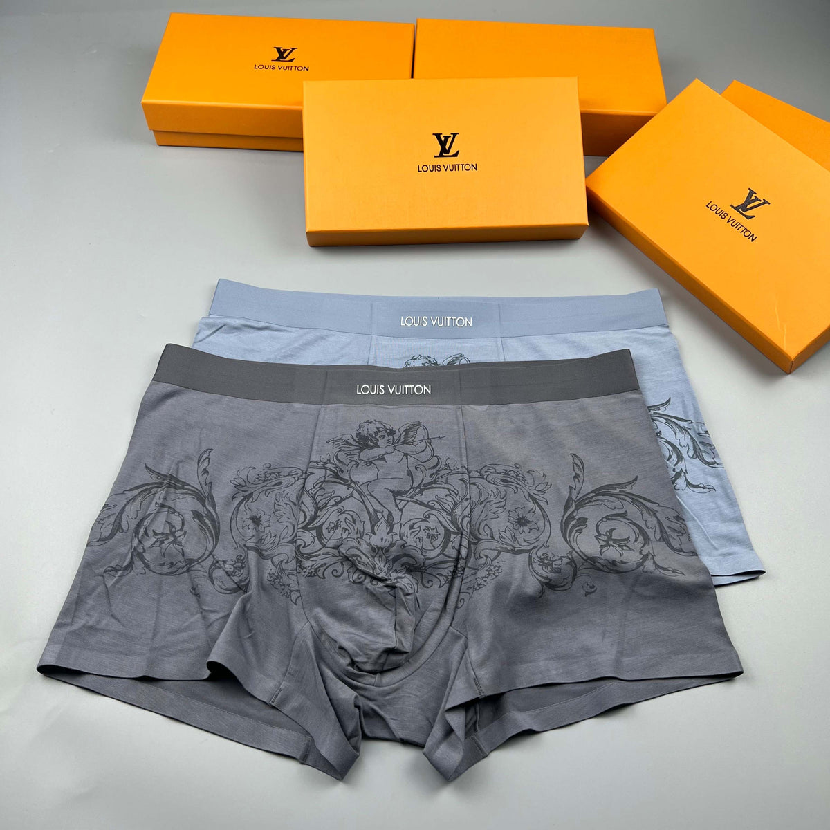 Louis Vuitton Grey Ornamental Fine Line Pattern Boxer Briefs, image 6