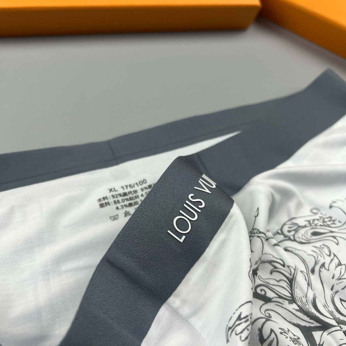 Louis Vuitton Grey Ornamental Fine Line Pattern Boxer Briefs, image 4
