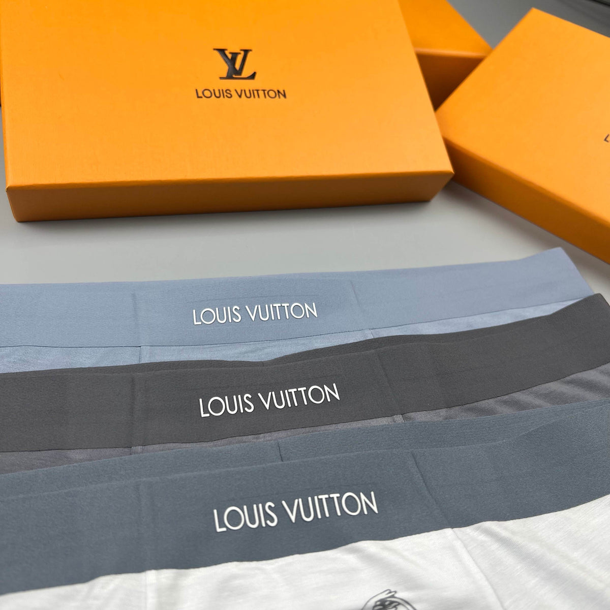 Louis Vuitton Grey Ornamental Fine Line Pattern Boxer Briefs, image 8