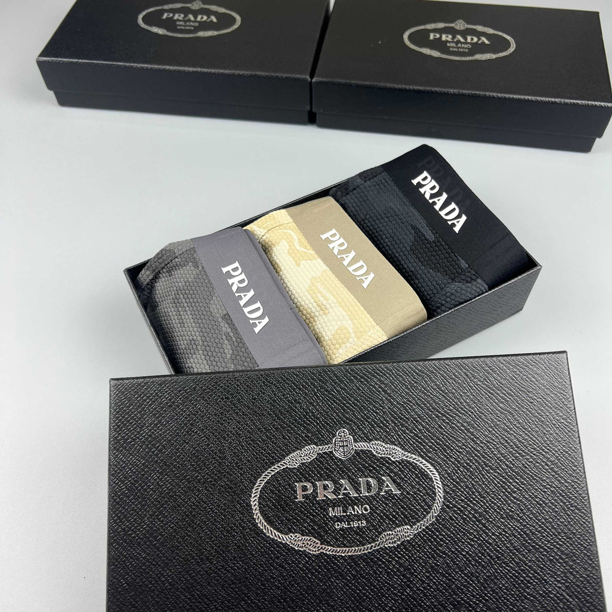 Prada Black Tonal Abstract Print Boxer Briefs, image 9