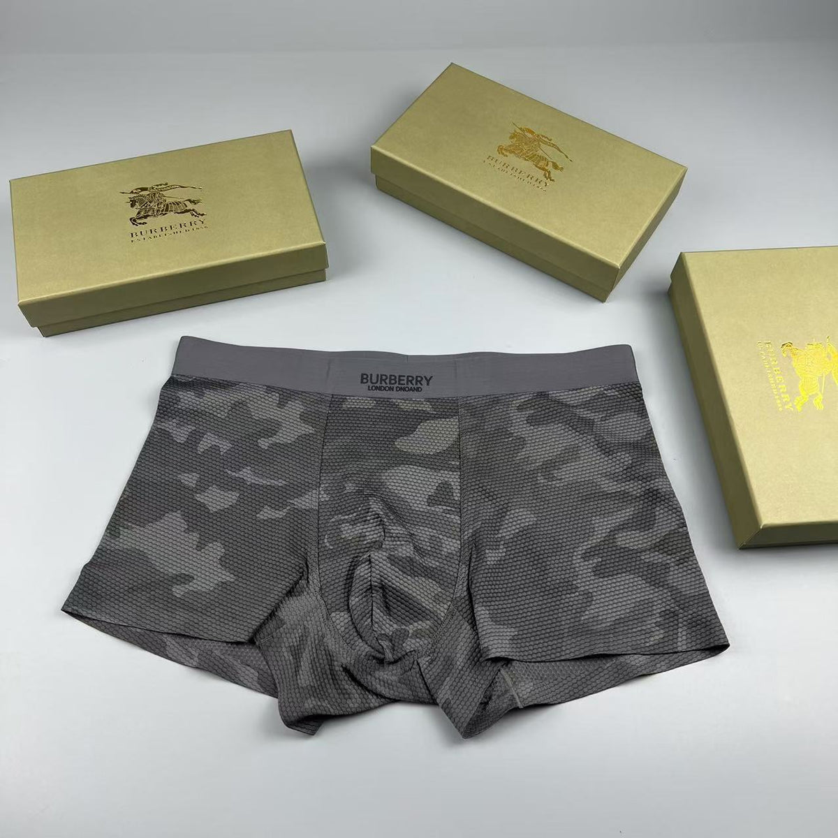 Burberry Black Tonal Camouflage Boxer Briefs, image 4