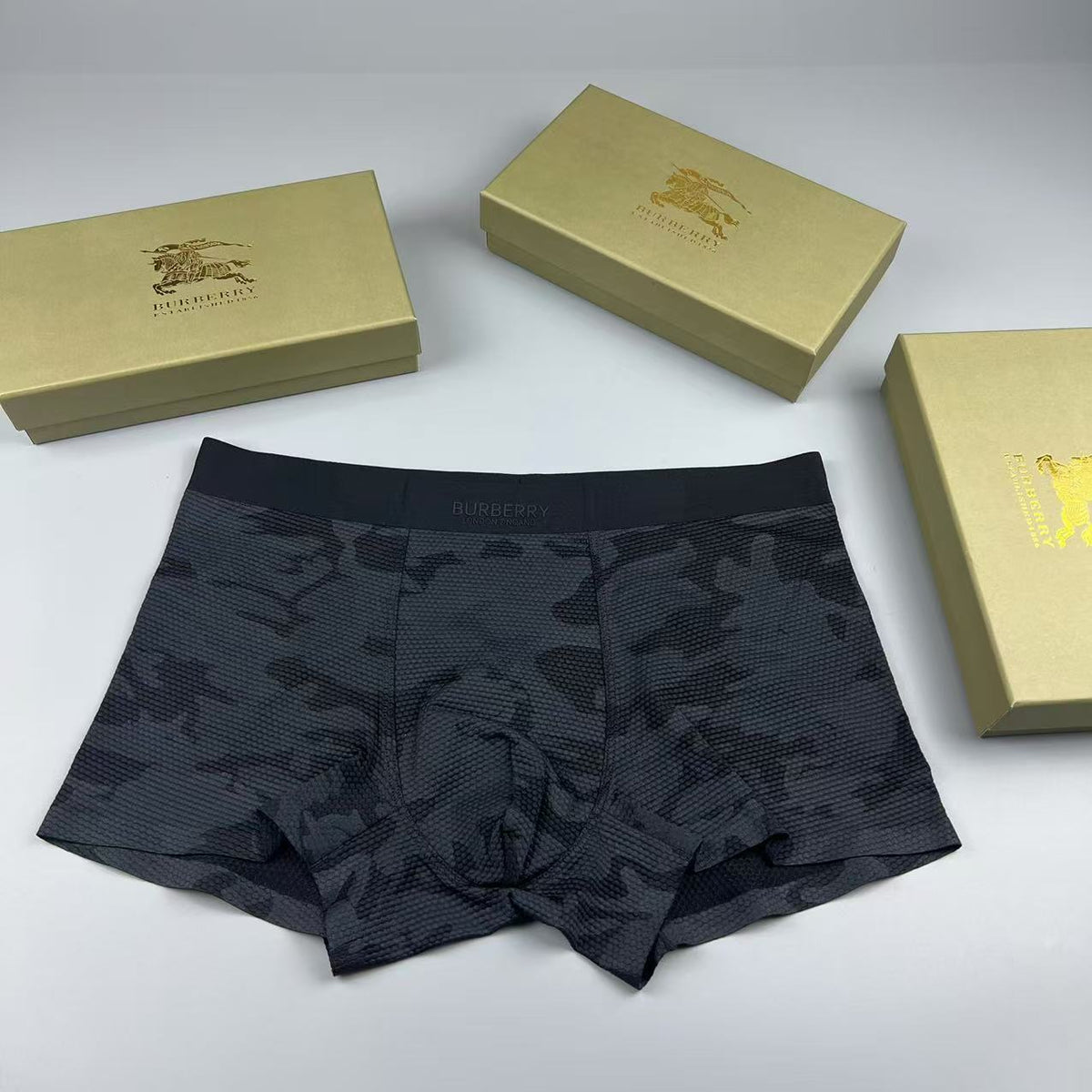 Burberry Black Tonal Camouflage Boxer Briefs, image 1
