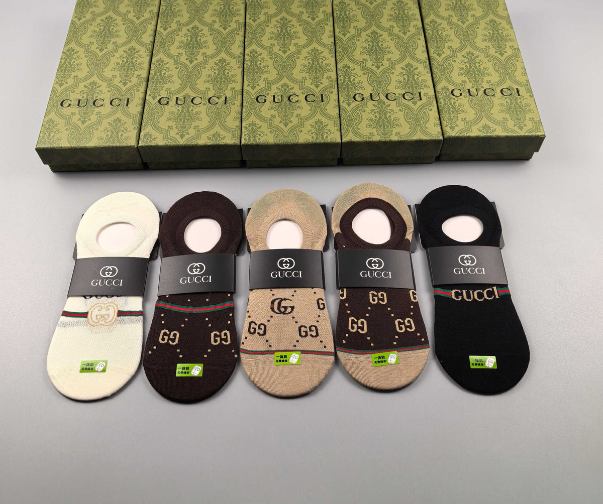 Gucci Brown Black Footbed Wordmarks No-Show Socks, image 9