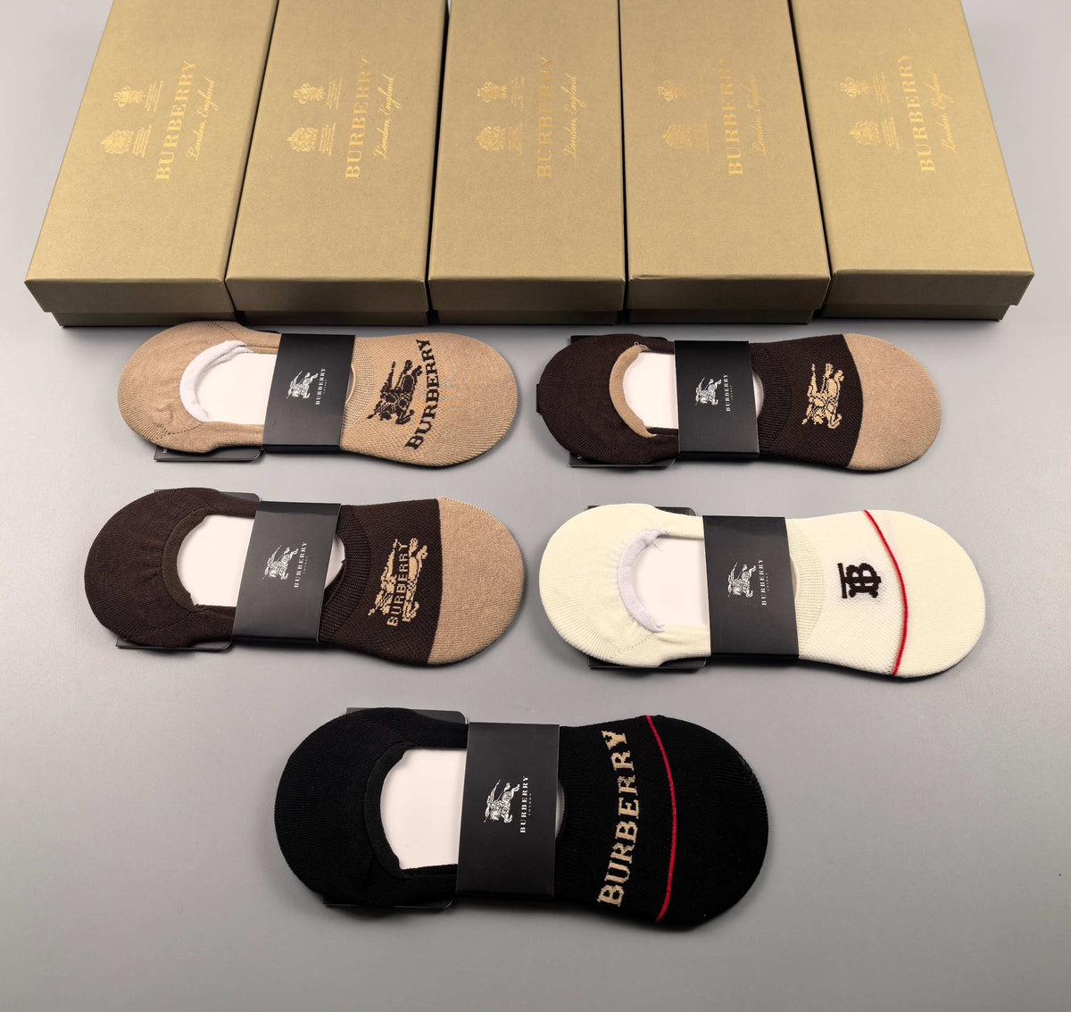 Burberry Earthy Neutral Small Foot Horse No-Show Socks, image 4
