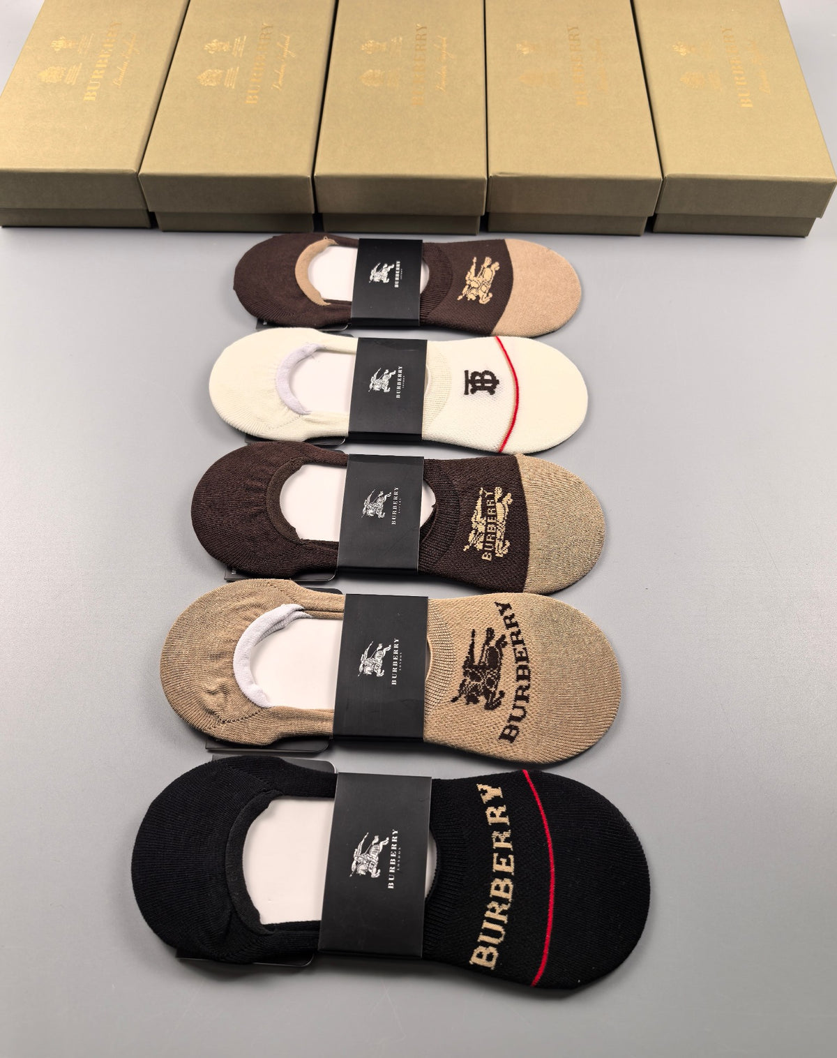 Burberry Earthy Neutral Small Foot Horse No-Show Socks, image 1