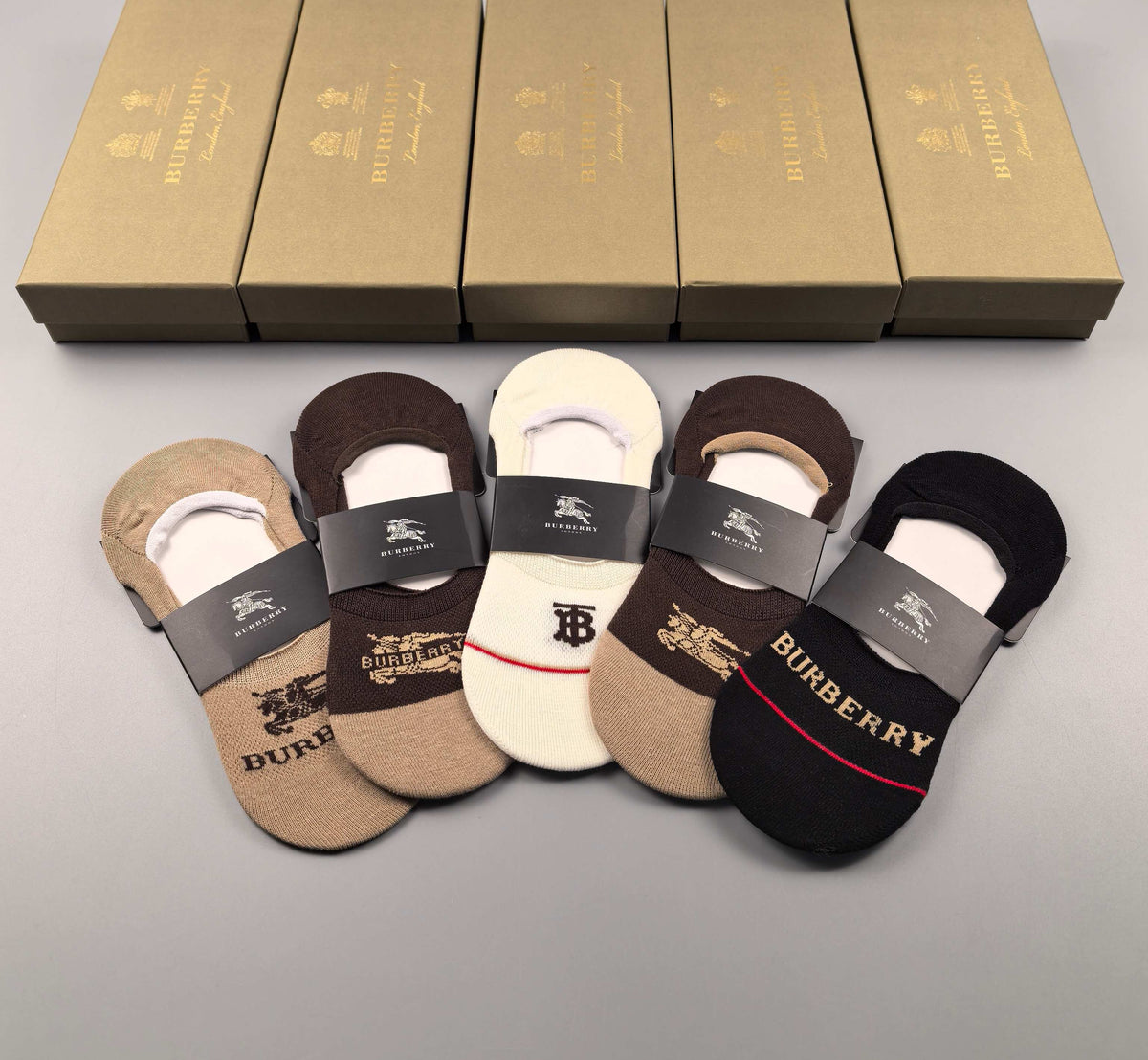 Burberry Earthy Neutral Small Foot Horse No-Show Socks, image 6