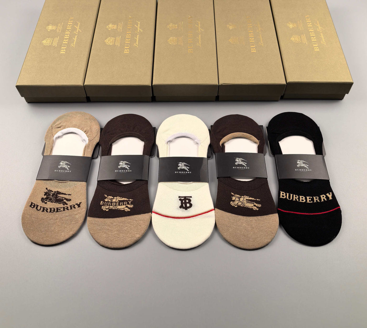 Burberry Earthy Neutral Small Foot Horse No-Show Socks, image 9