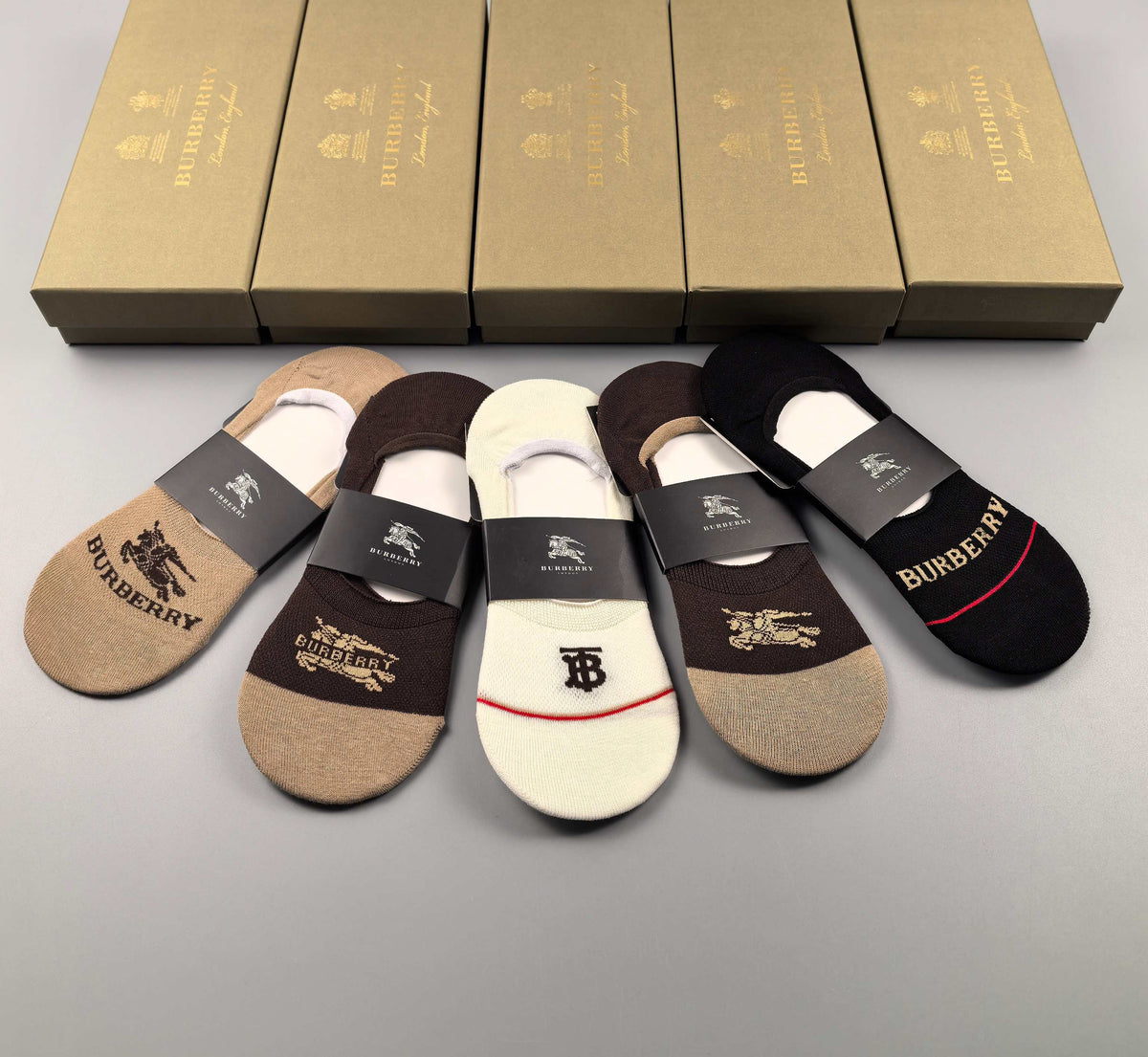 Burberry Earthy Neutral Small Foot Horse No-Show Socks, image 8