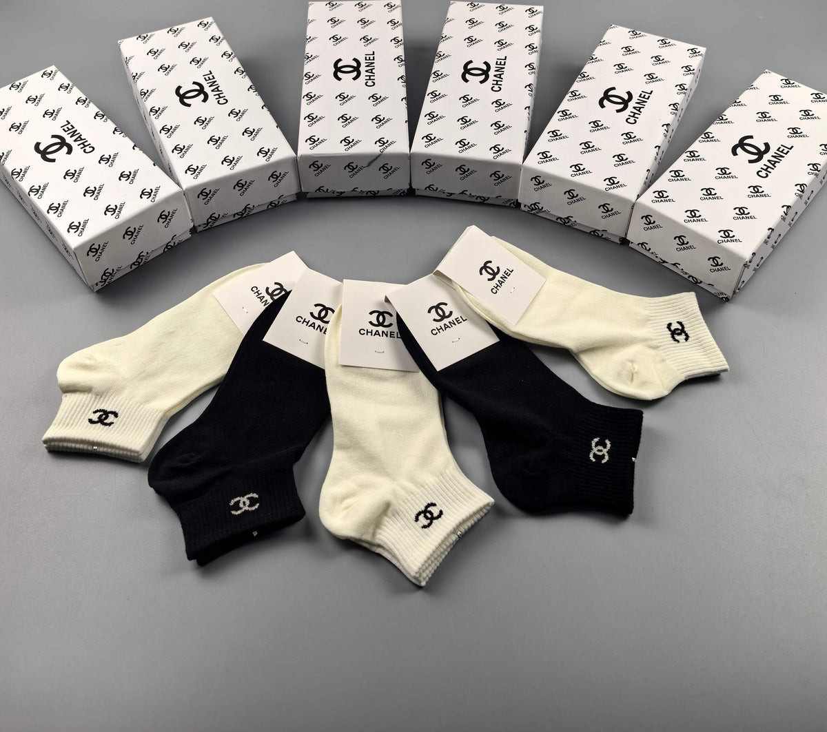 CHANEL Compact Letter Motif Short Socks, gallery image 5
