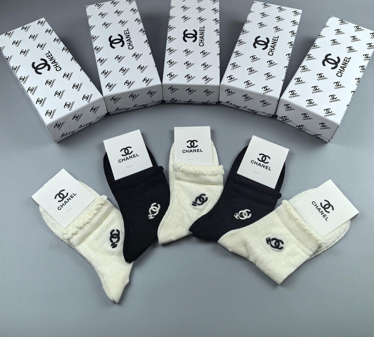 CHANEL Compact Emblem Pale-and-Dark Socks, gallery image 2