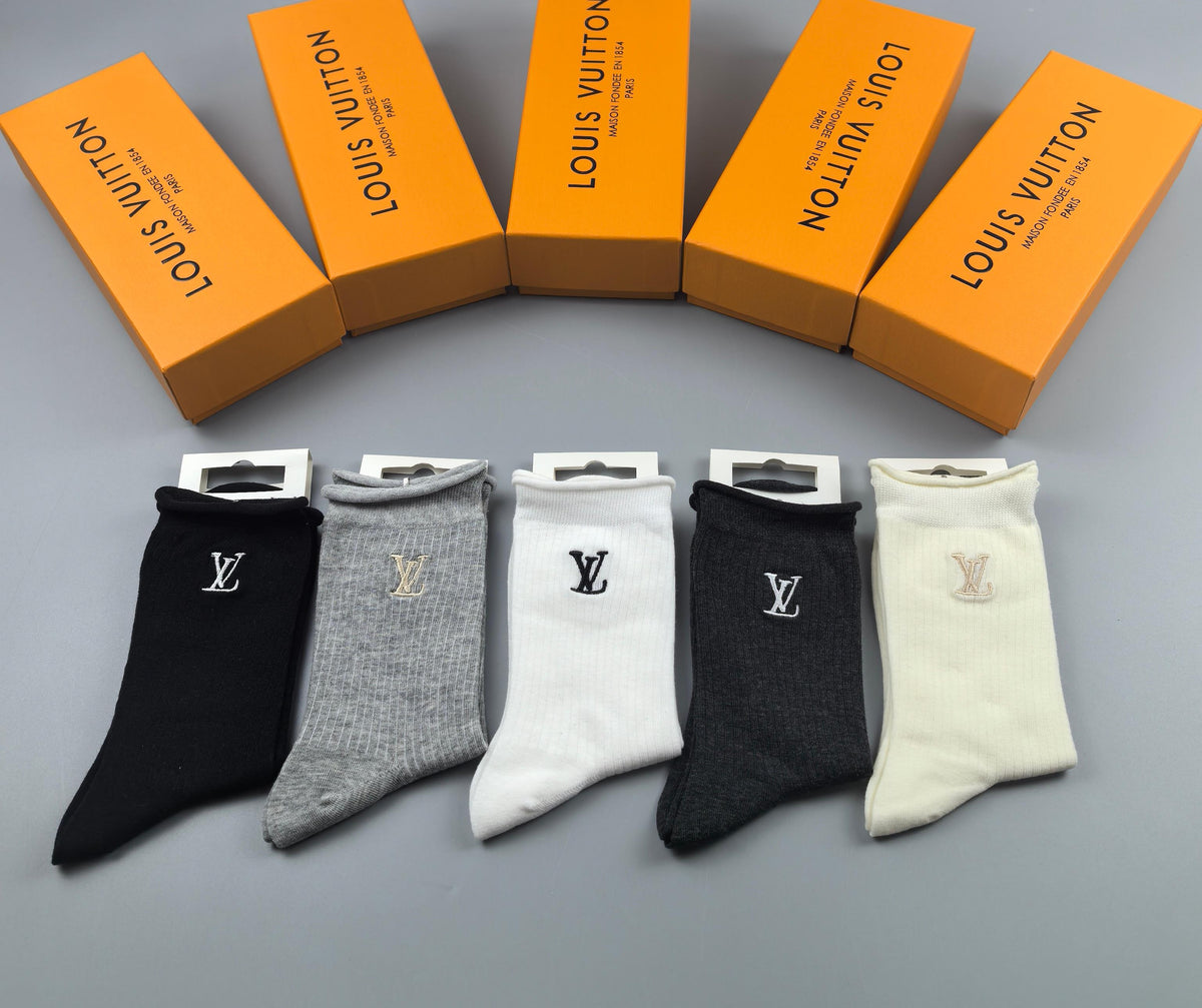 Louis Vuitton Neutral Fine Ribbed Ankle Mix Ankle Socks, image 3