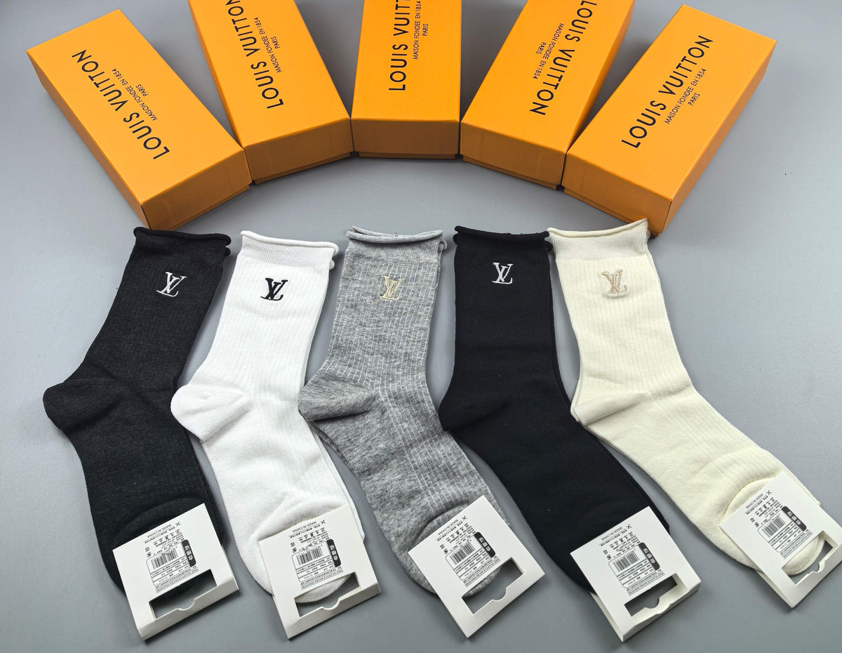 Louis Vuitton Neutral Fine Ribbed Ankle Mix Ankle Socks, image 6