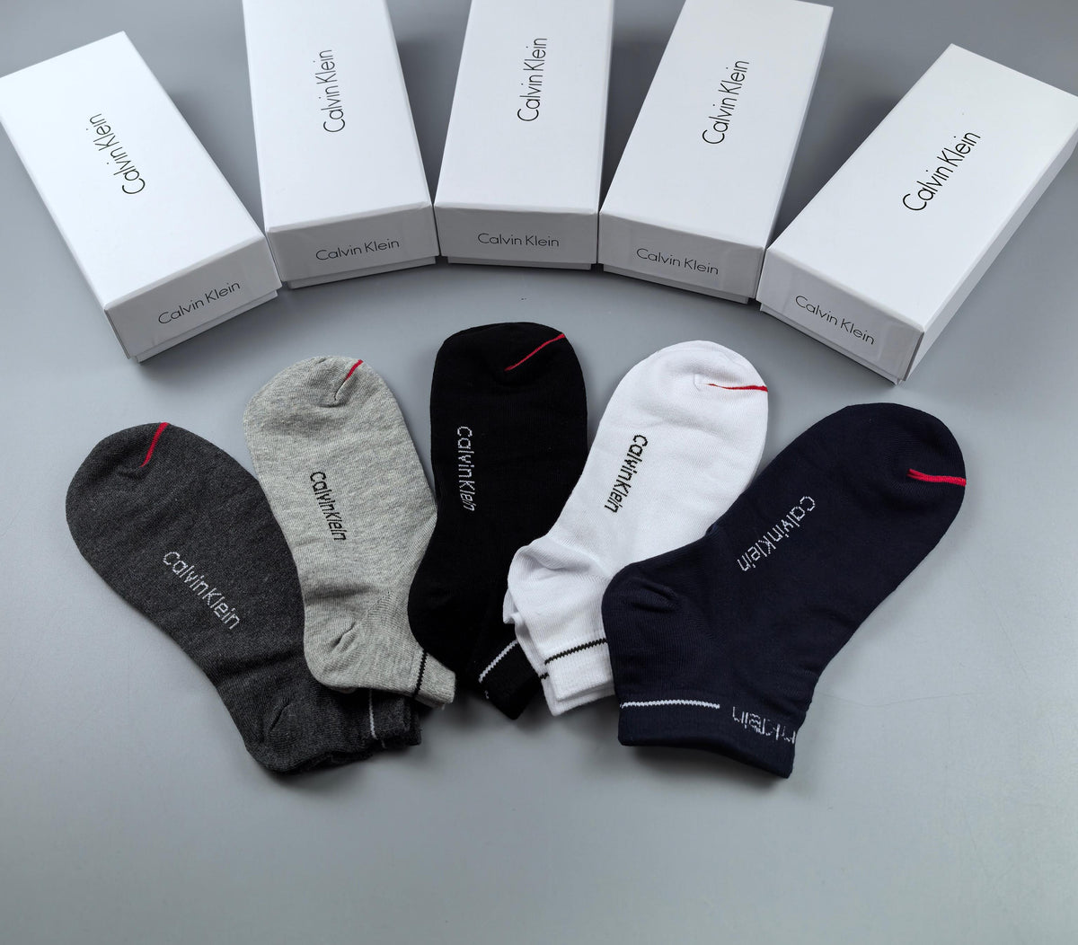 Calvin Klein Black White Grey Narrow Opening No-Show Socks, image 4