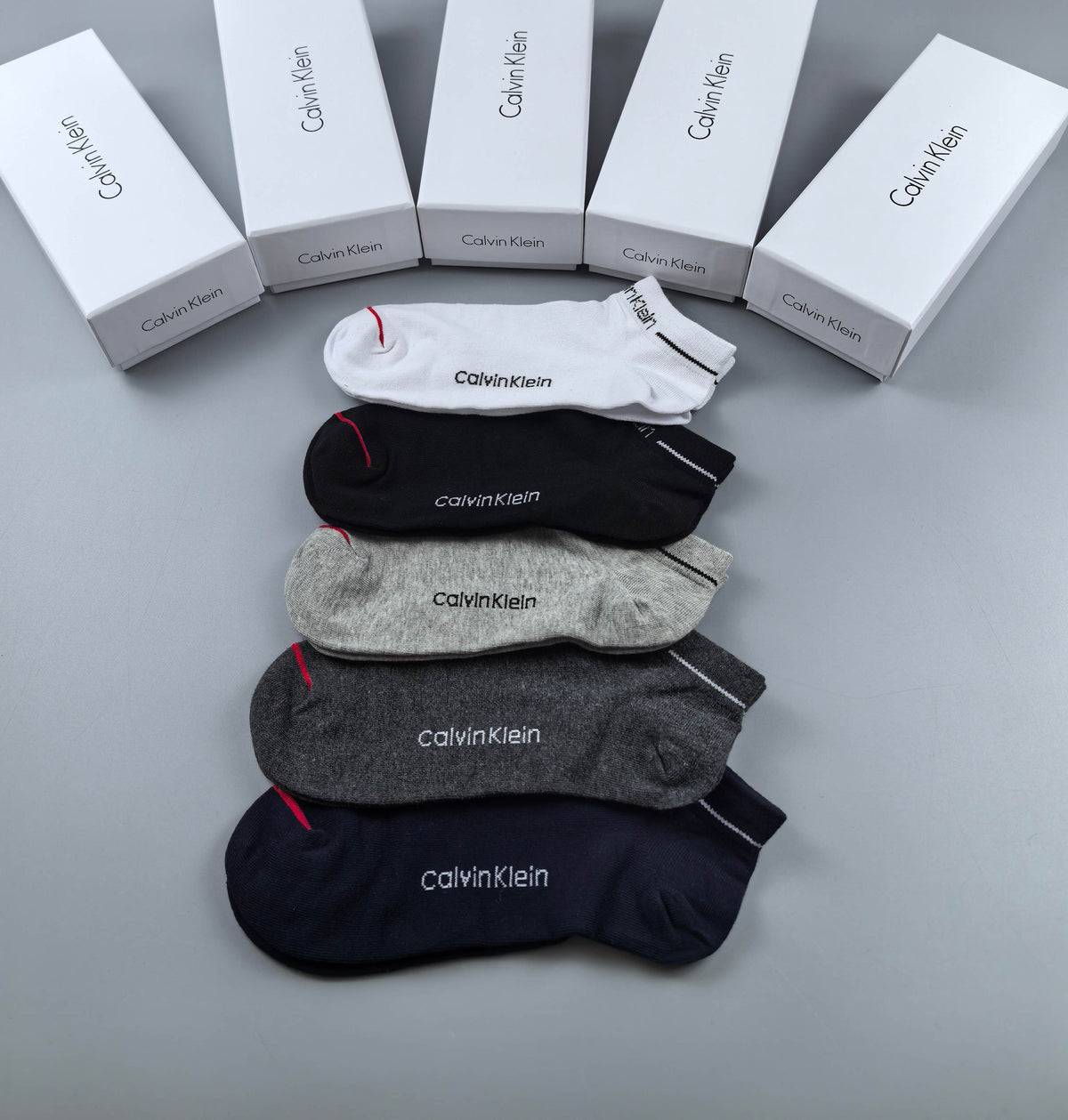 Calvin Klein Black White Grey Narrow Opening No-Show Socks, image 3