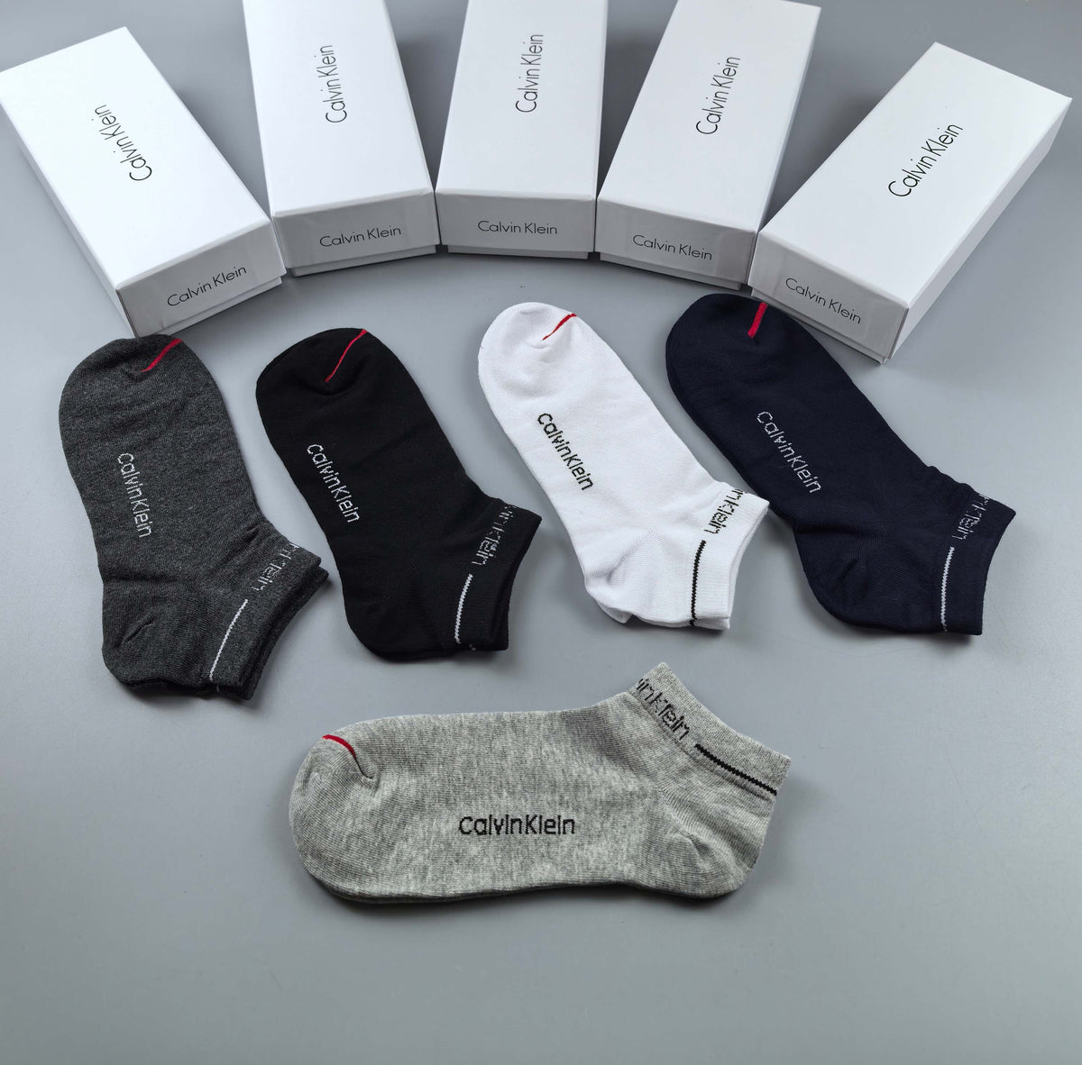 Calvin Klein Black White Grey Narrow Opening No-Show Socks, image 2