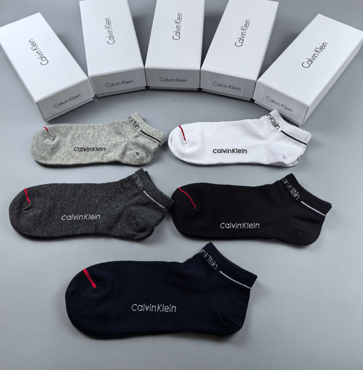 Calvin Klein Black White Grey Narrow Opening No-Show Socks, image 5