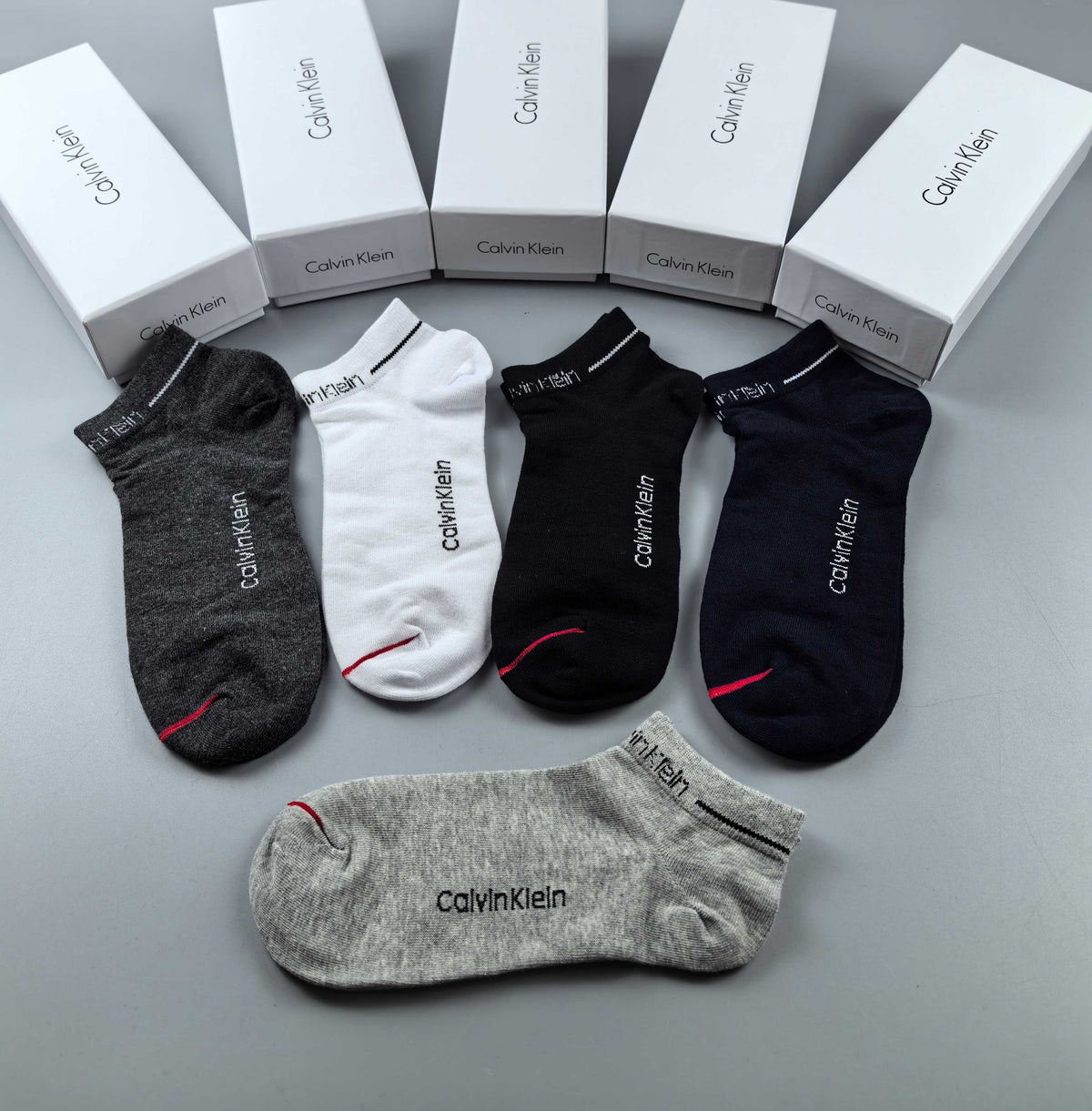 Calvin Klein Black White Grey Narrow Opening No-Show Socks, image 8