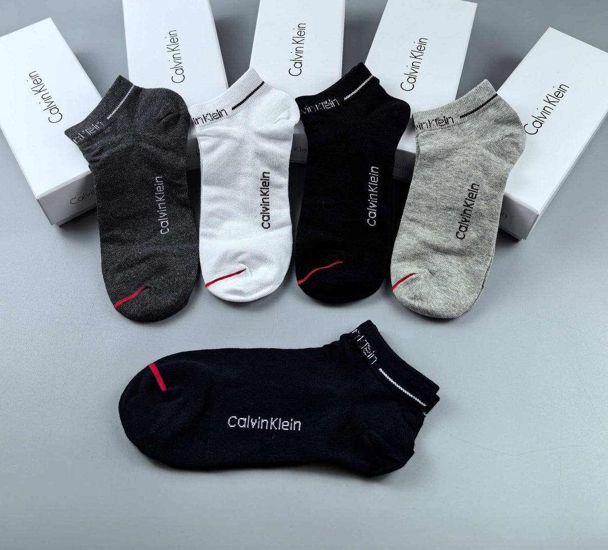 Calvin Klein Black White Grey Narrow Opening No-Show Socks, image 6