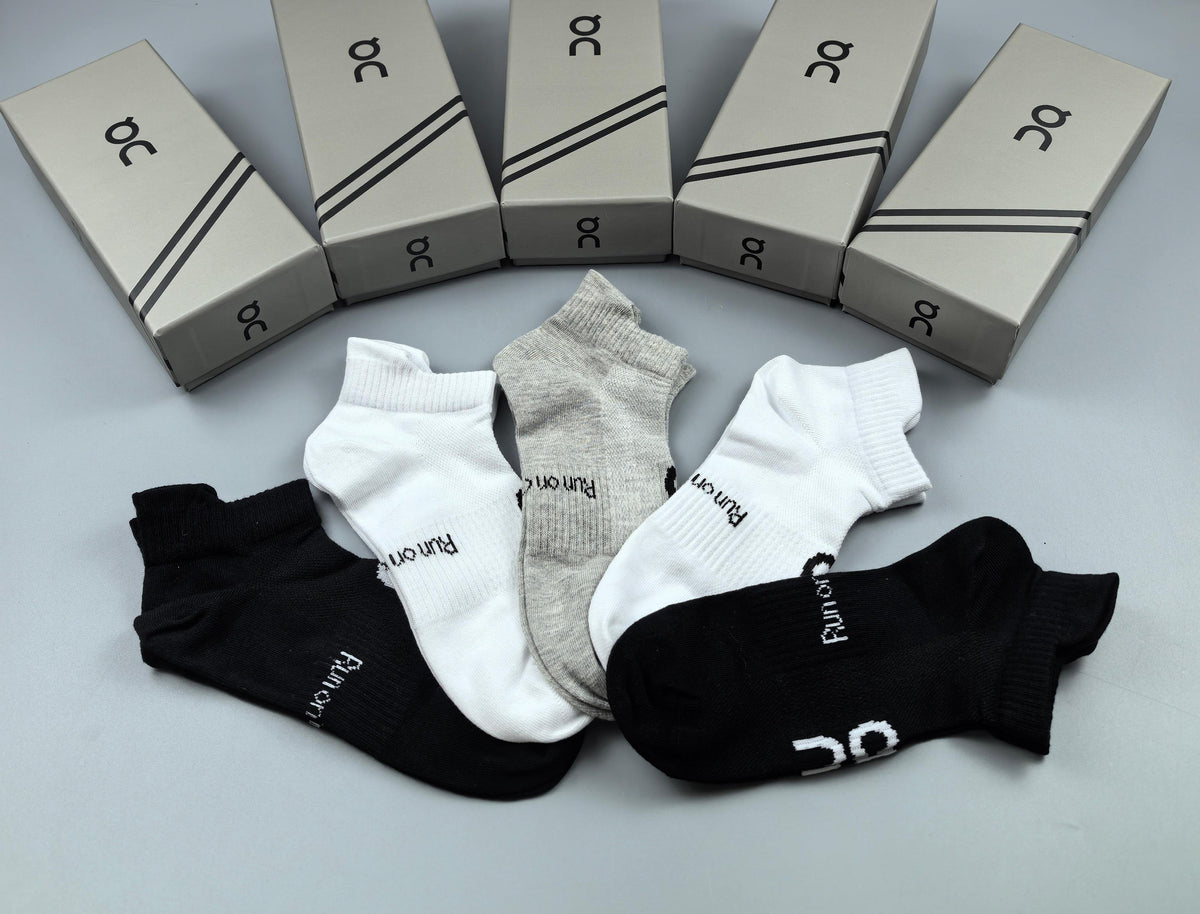 On White Logo No-Show Socks, Box of 5 Pairs, gallery image 7