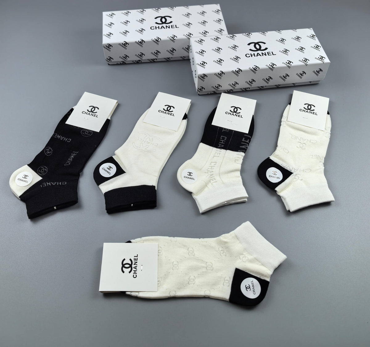 CHANEL Neutral Emblem Low-Cut Socks, gallery image 2