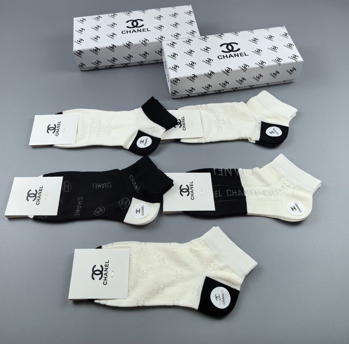 CHANEL Neutral Emblem Low-Cut Socks, gallery image 3