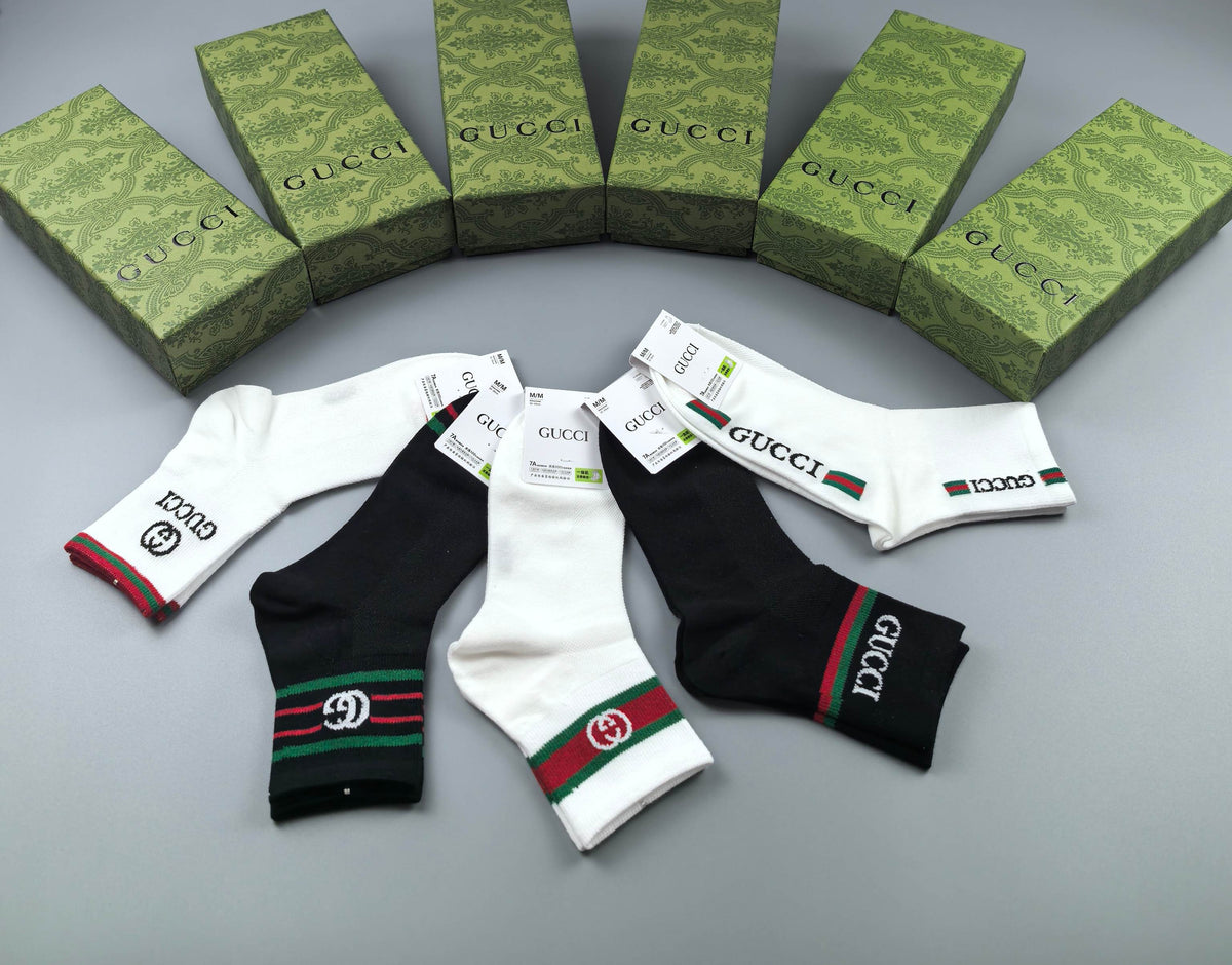 Gucci Black White Red Green Stripe Ankle Socks, image 8