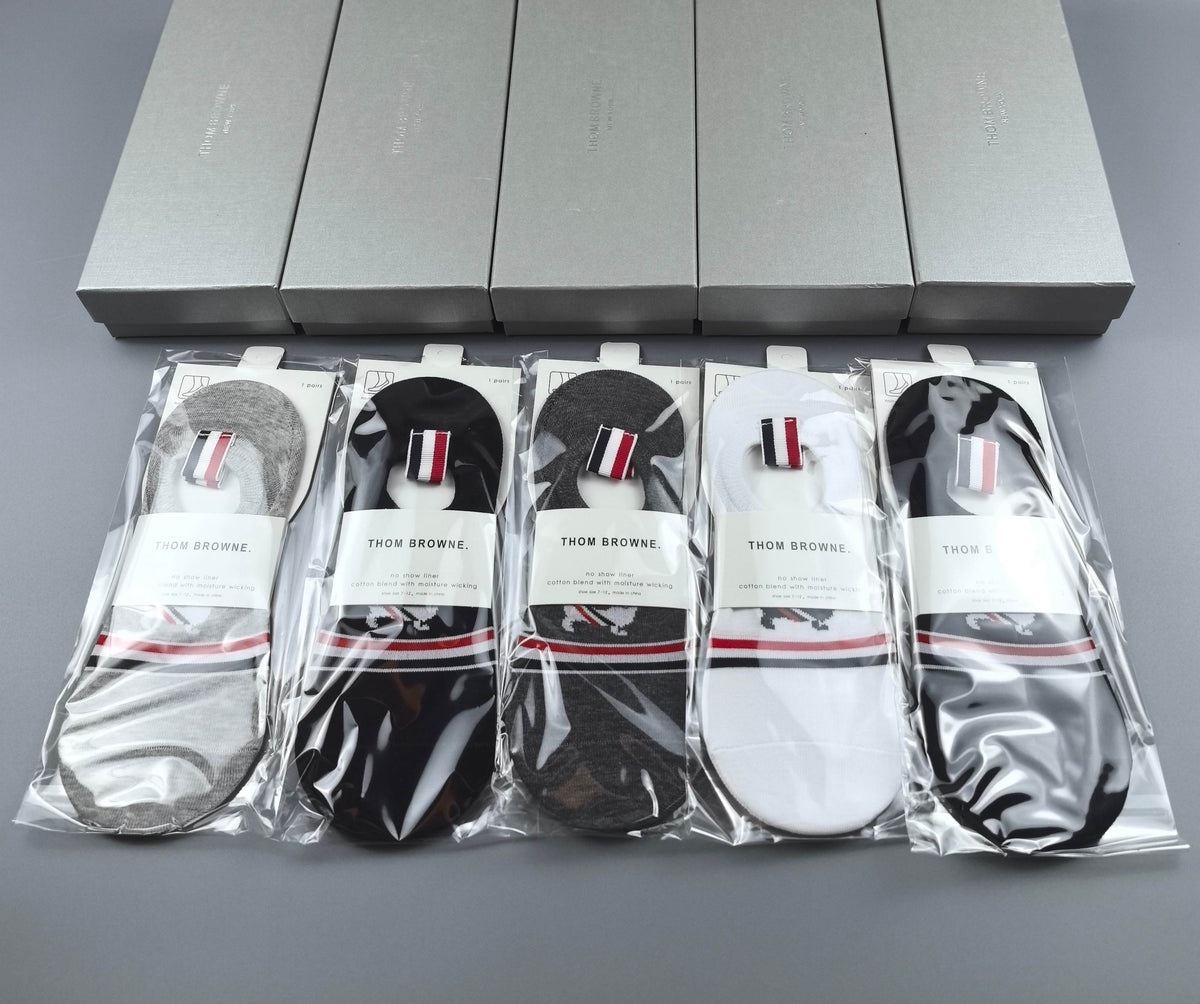 Thom Browne Tricolour Dog-Detail No-Show Socks, gallery image 9