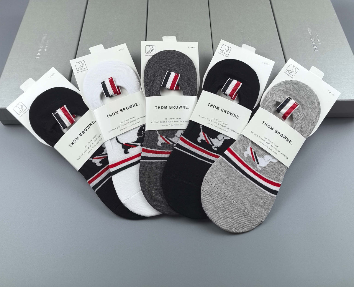 Thom Browne Tricolour Dog-Detail No-Show Socks, gallery image 6
